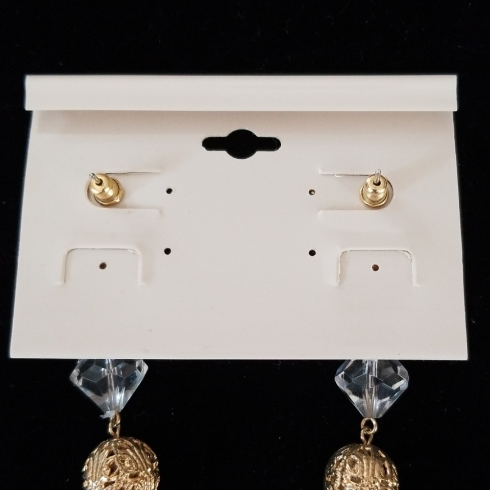 Alexandra Drippy Chandelier Gold Tone Beaded Earrings NWT - Picture 9 of 12